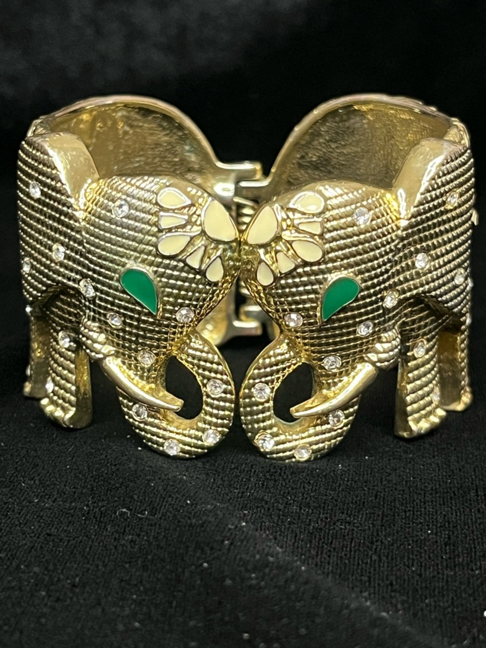 1698 Lilly Pulitzer Gold Elephant Cuff Bracelet with Green and Ivory Accents